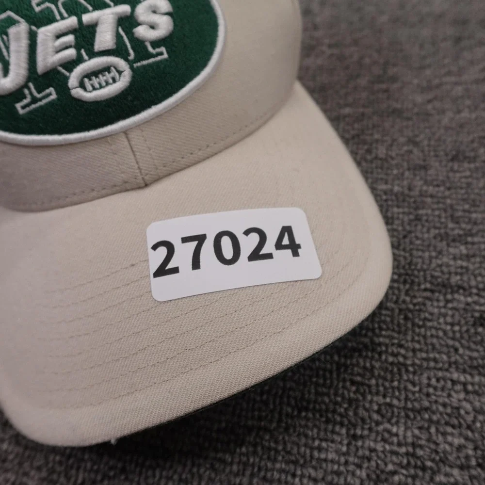 Vintage New York Jets Hat Cap Strap Back Mens 7 3/8 Beige NFL Football Twins